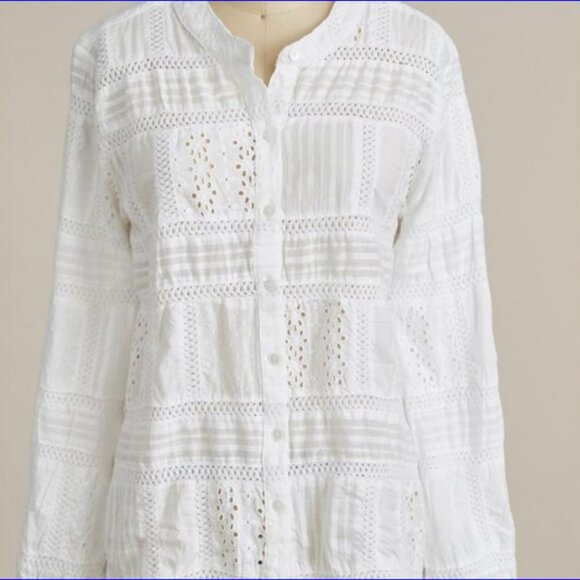 SUNDANCE Harmony Forever Blouse by DYLAN Cotton Crochet Top - NEW - Picture 3 of 8
